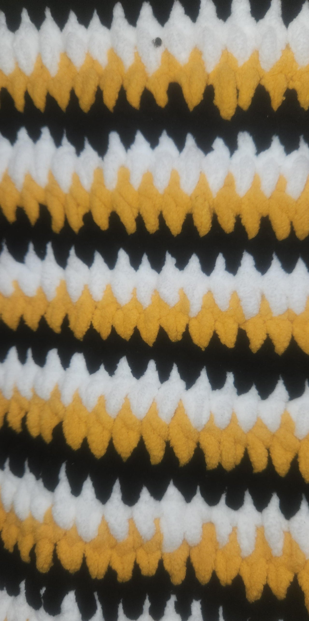 Three-Tone Luxury Chenille Baby Blanket Crochet Pattern