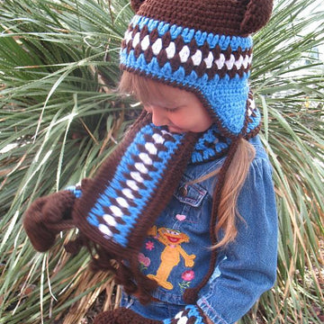 Fringe Bobble Brown & Blue Scarf