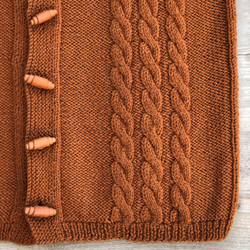 Roll Collar Jacket with Cables