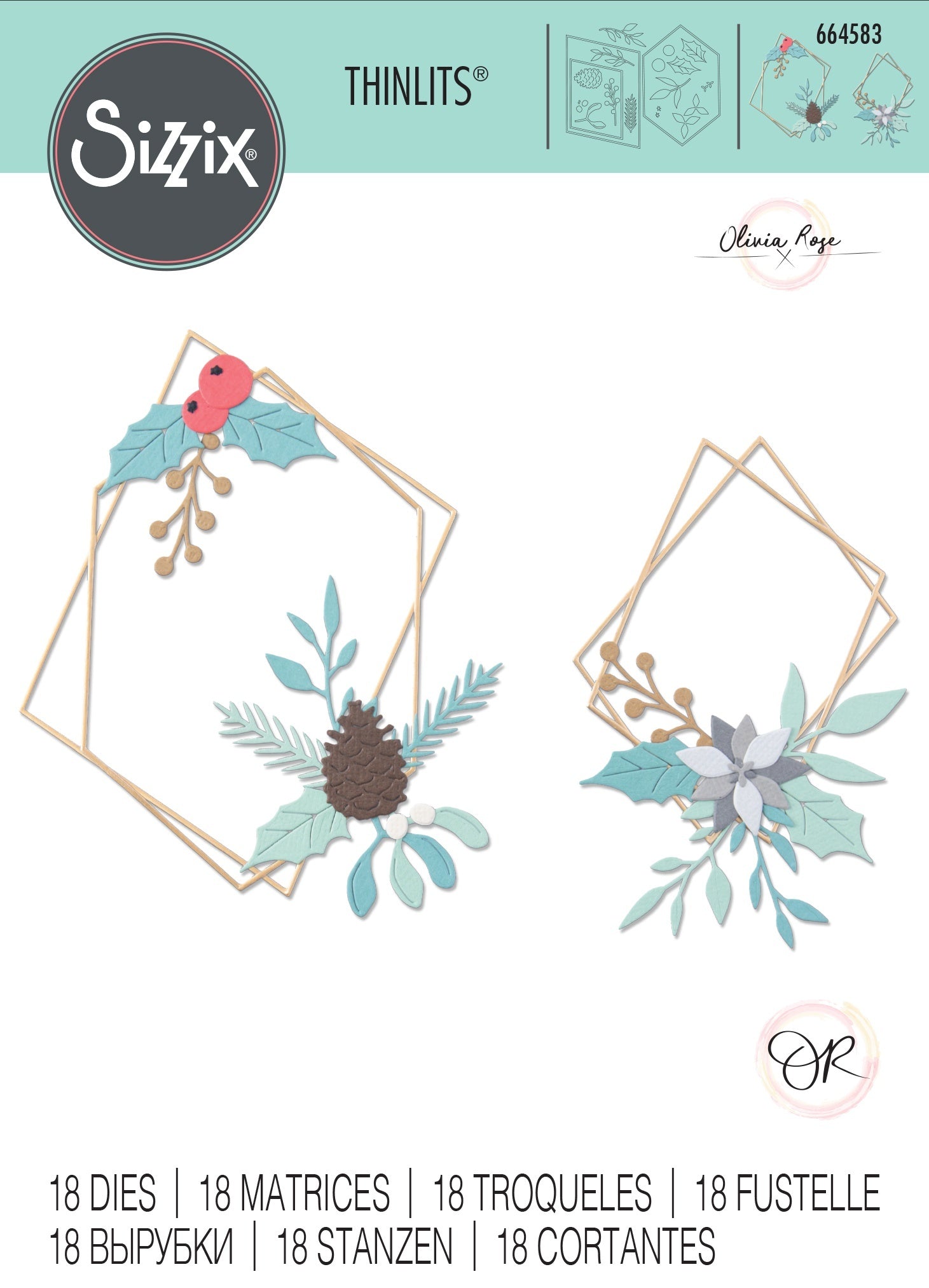 Sizzix Thinlits Dies By Olivia Rose 18/Pkg - Geometric Winter Frame