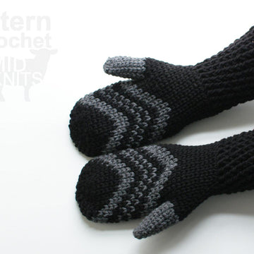 Fair Isle Crochet Chevron Mittens (2016004)