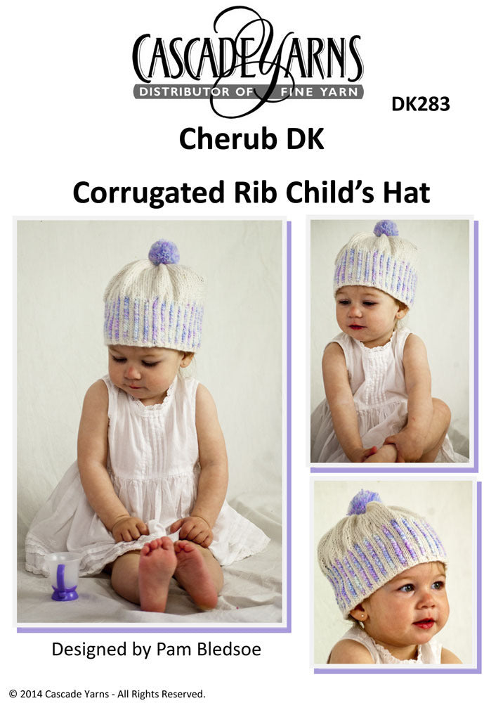 Corrugated Rib Child's Hat in Cascade Cherub DK & Multis - DK283