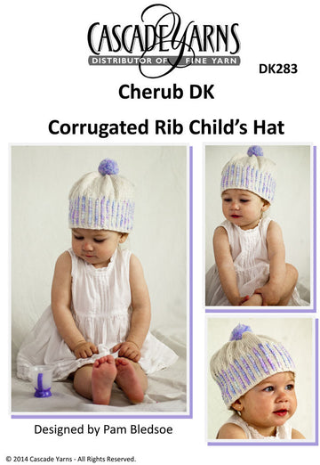 Corrugated Rib Child's Hat in Cascade Cherub DK & Multis - DK283