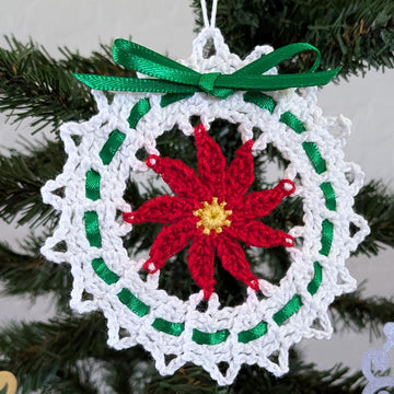 Poinsettia Wreath Christmas Ornament
