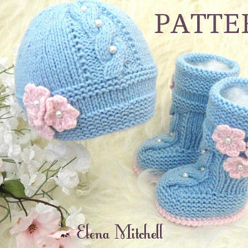 Knitted Baby Hat and Knitted Baby Booties