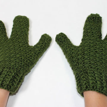 Turtle/Minion/Alien 3 Finger Crochet Gloves