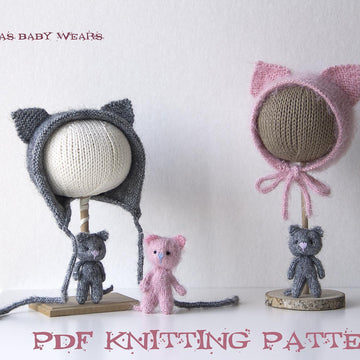 Cat bonnet and tiny cat toy