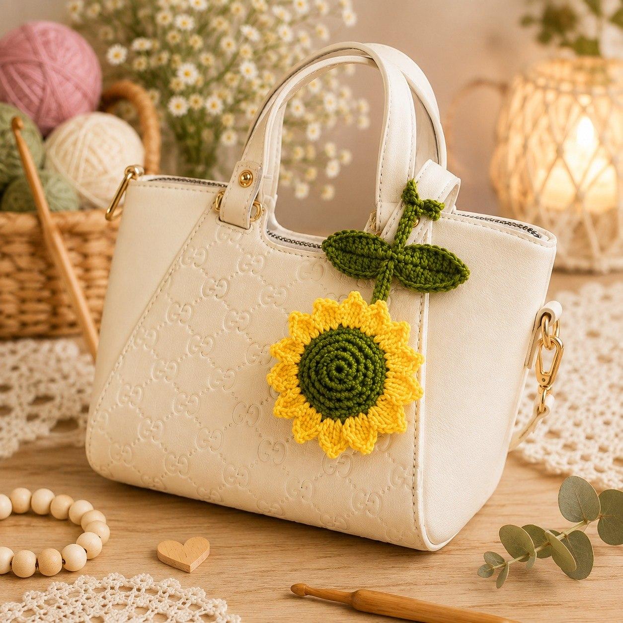 Crochet Sunflower Keychain & Bag Charm Pattern | PDF + Video Tutorial