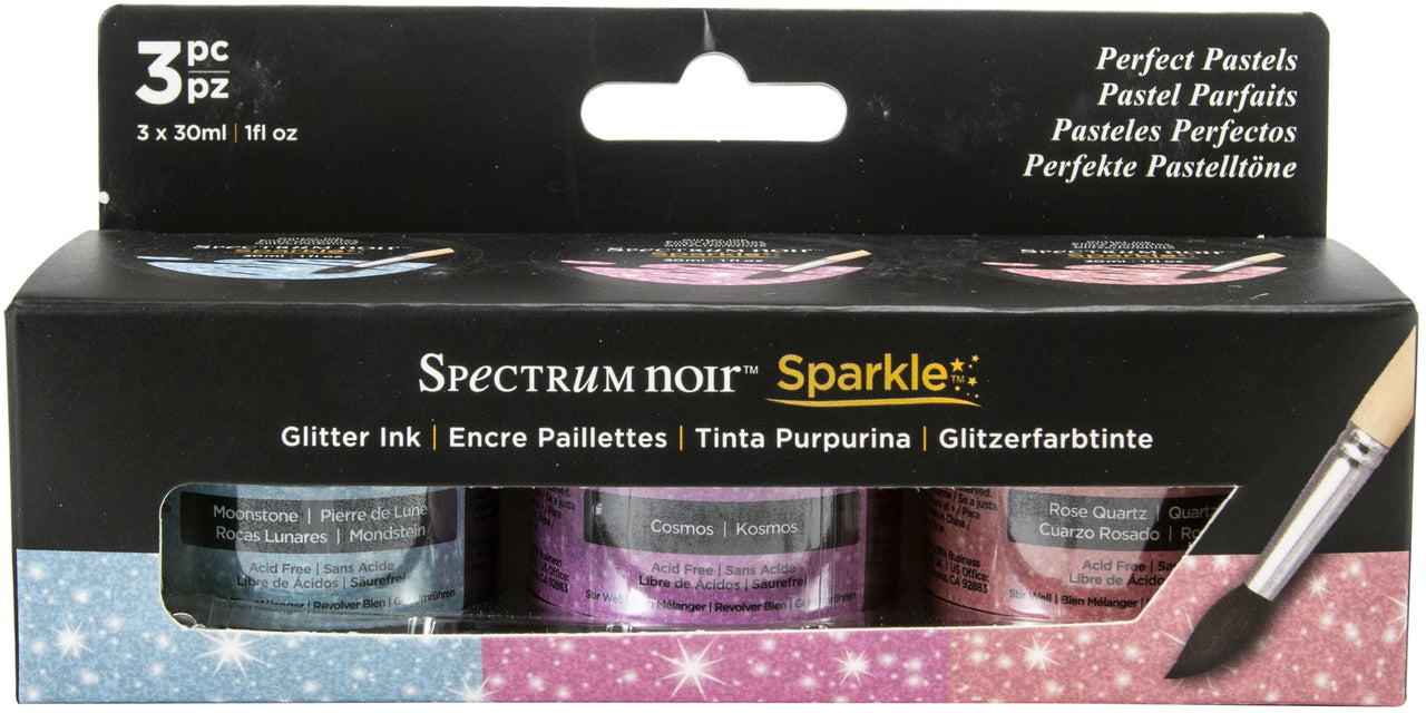 Crafter's Companion Spectrum Noir Sparkle Glitter Inks 1oz 3/Pkg - Perfect Pastels