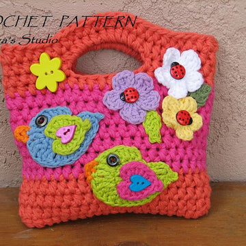 Girls Purse with Birds a Flowers