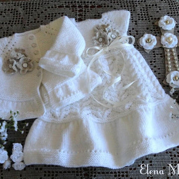 Knitting PATTERN Christening Baby Gown Baby Cardigan