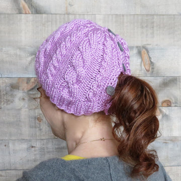 Double Cable Ponytail Hat