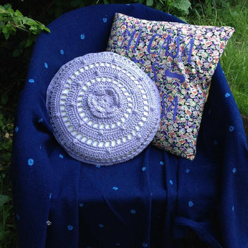 'Lean On Me' Crochet Round Cushion/Bolster