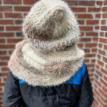 Caffè Latte Hooded Crochet Scarf