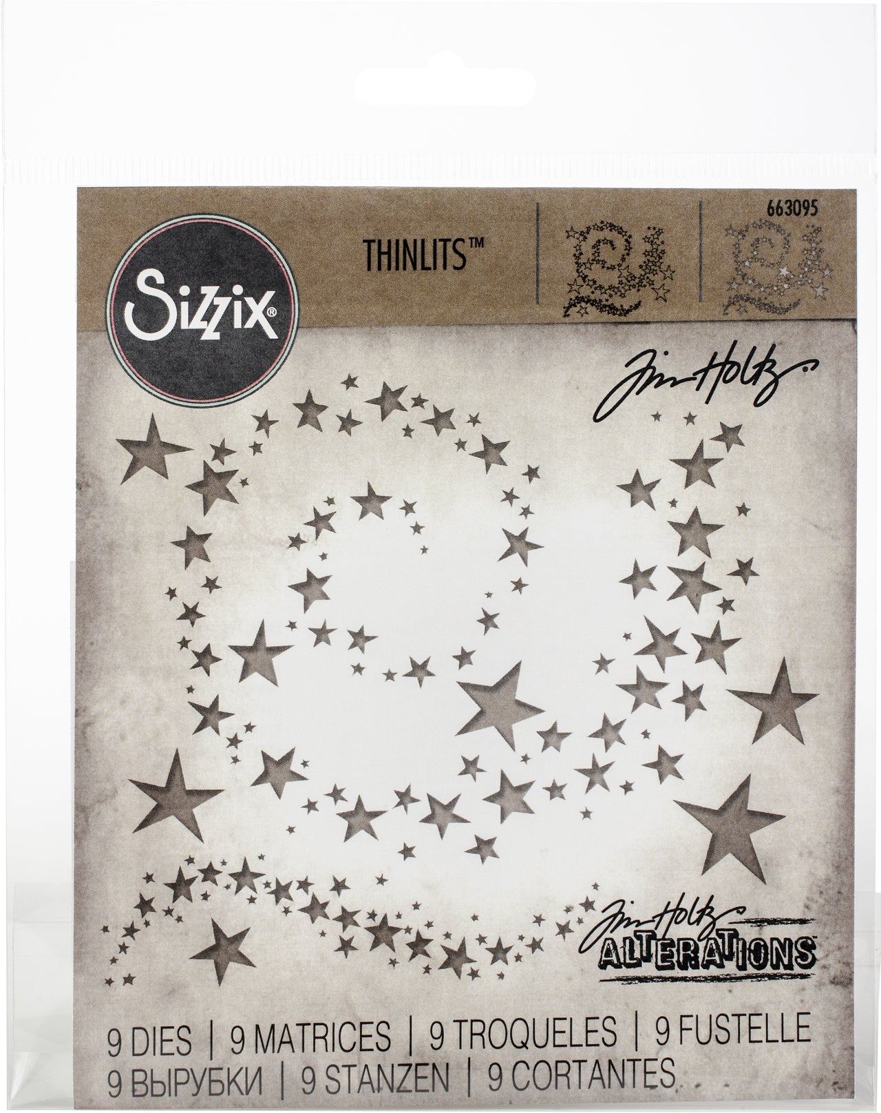 Sizzix Thinlits Dies By Tim Holtz 9/Pkg - Swirling Stars