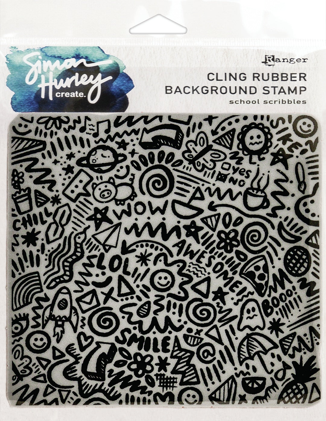 Ranger Simon Hurley create. Cling Stamps 6"X6" - School Scribbles