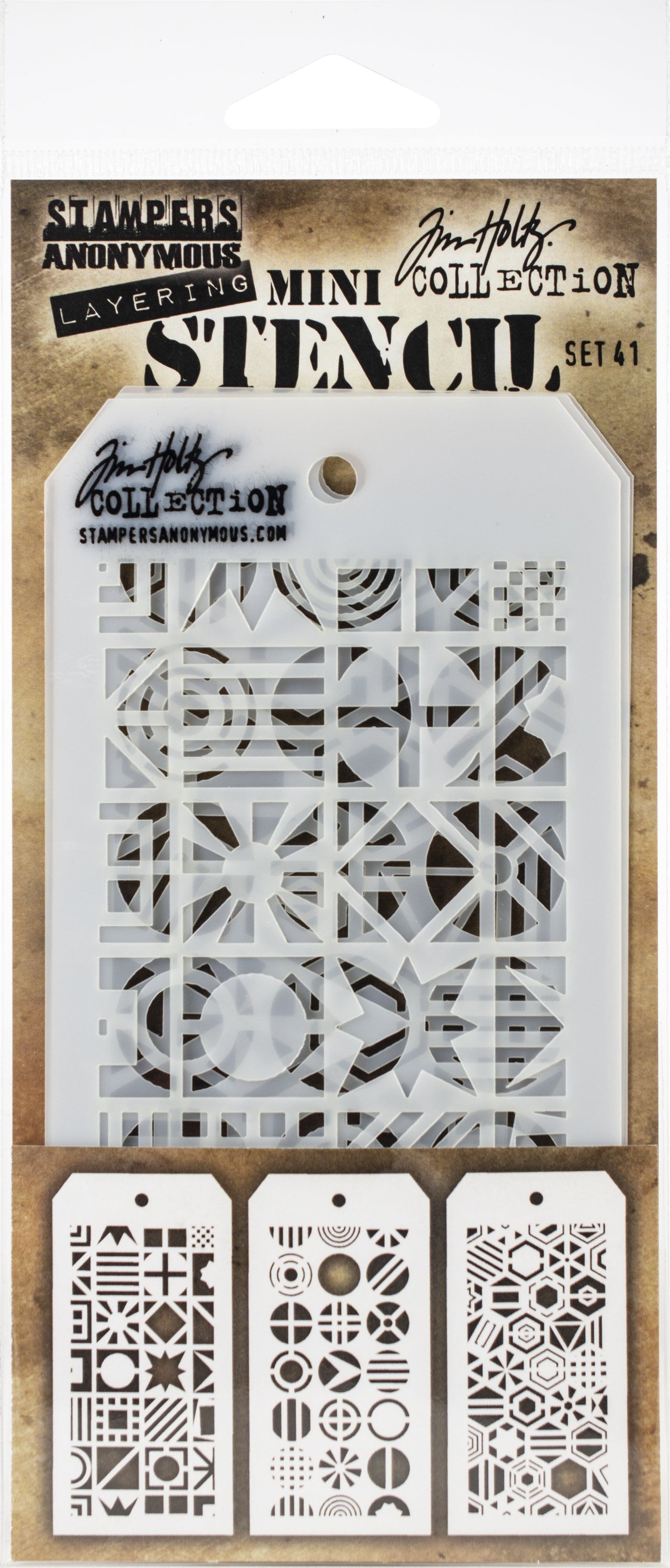 Stampers Anonymous Tim Holtz Mini Layered Stencil Set 3/Pkg - Set #41