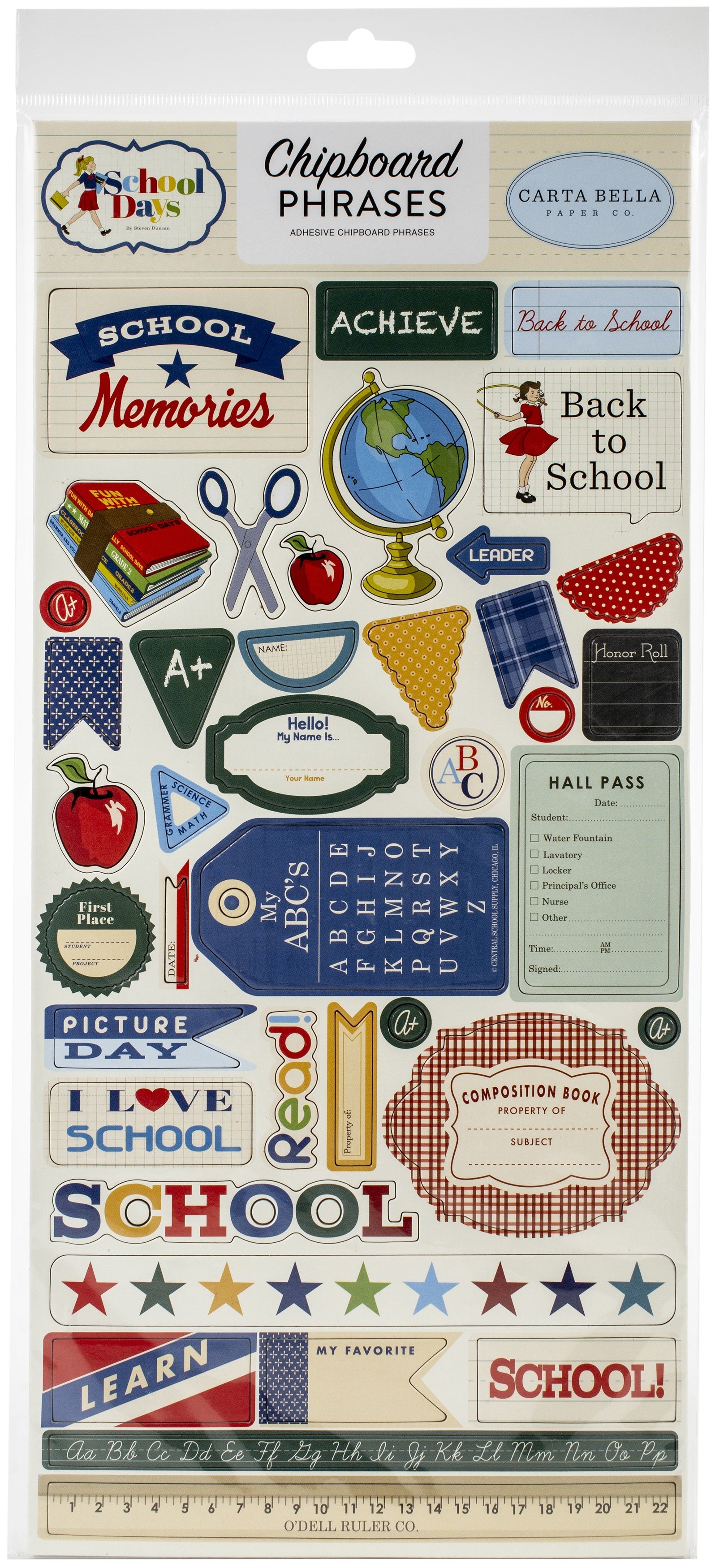 Echo Park Paper School Days Chipboard 6"X13" - Phrases, School Days