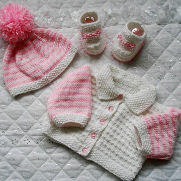 Knitting pattern Baby Reborn Dolls, Cardigan, Hat and boots, 17-22" Doll, 0-3 Month Baby