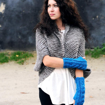 Jessa cable knit fingerless mitts