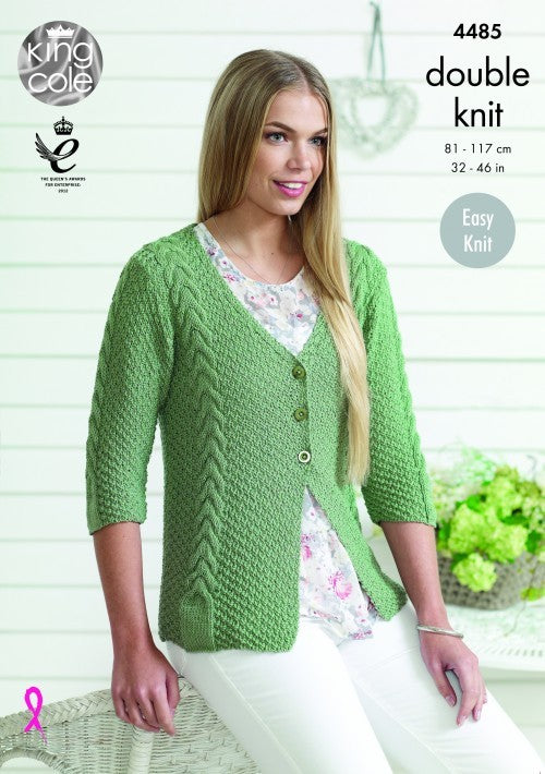 Cardigan and Sweater in King Cole Bamboo Cotton DK - 4485 - Leaflet