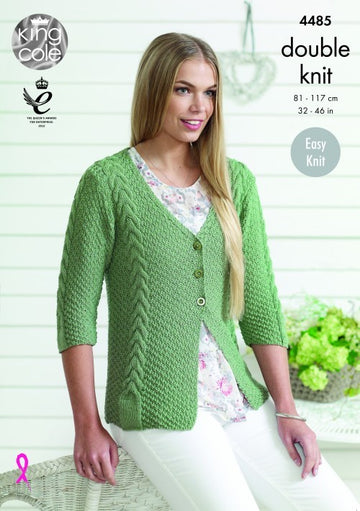 Cardigan and Sweater in King Cole Bamboo Cotton DK - 4485 - Leaflet