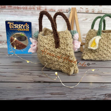 Calla Lily & Cherry Blossom Tote Bag Chocolate Orange Knitting Pattern