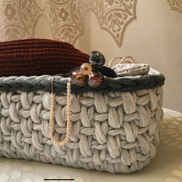 Recycled (t-shirt) yarn basket container-107