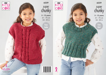 Overtop & Vest 6359 knitted in King Cole Super Chunky Tweed