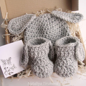 Bunny Baby Hat and Booties