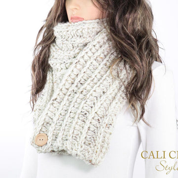 Zoe Crochet Button Scarf #803