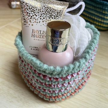 Stripy gift and storage basket