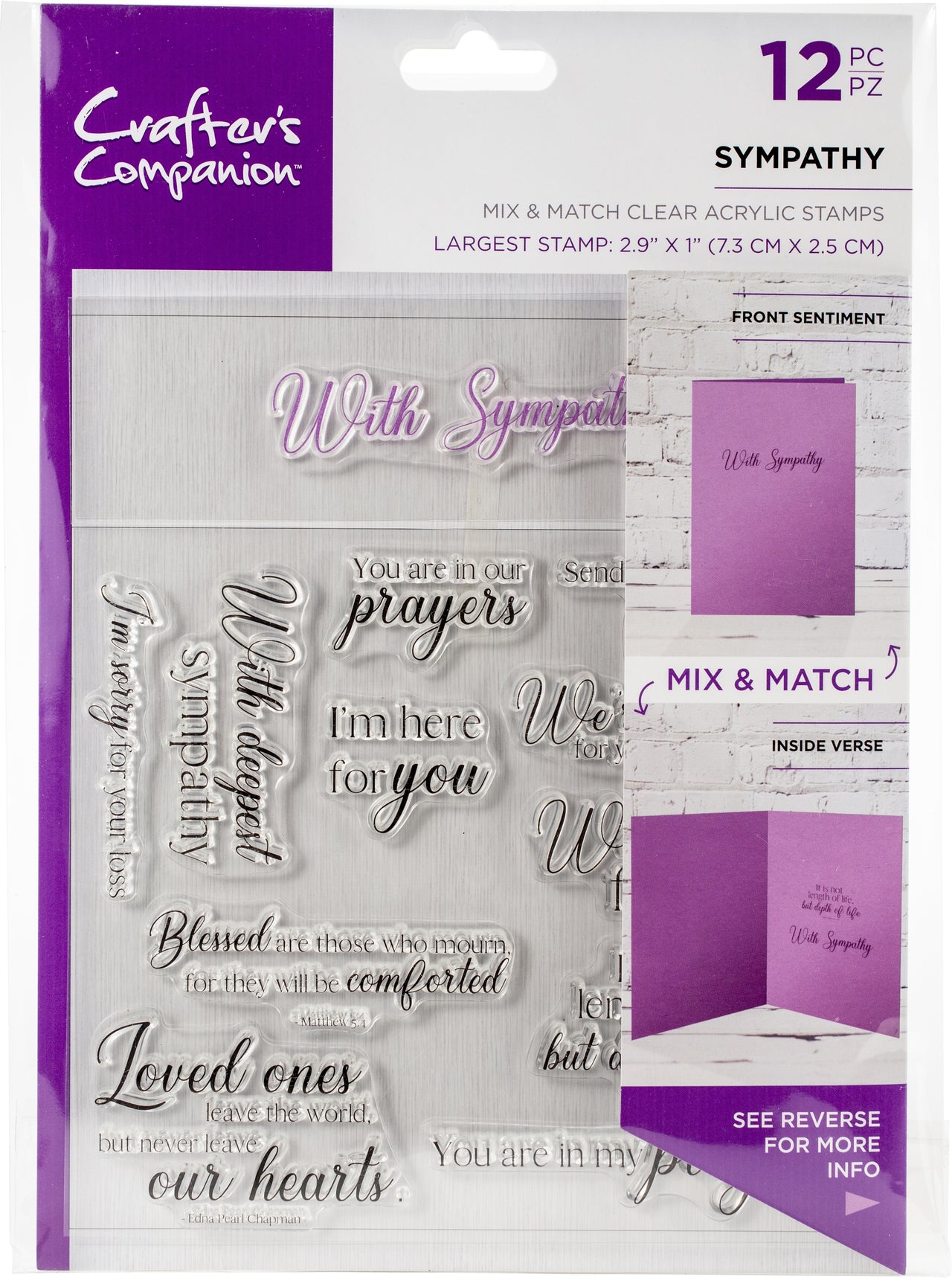 Crafter's Companion Mix & Match Clear Stamps - Sympathy
