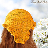 Ruffle Kerchief Knitting Pattern PDF | Beginner Knit Bandana Scarf