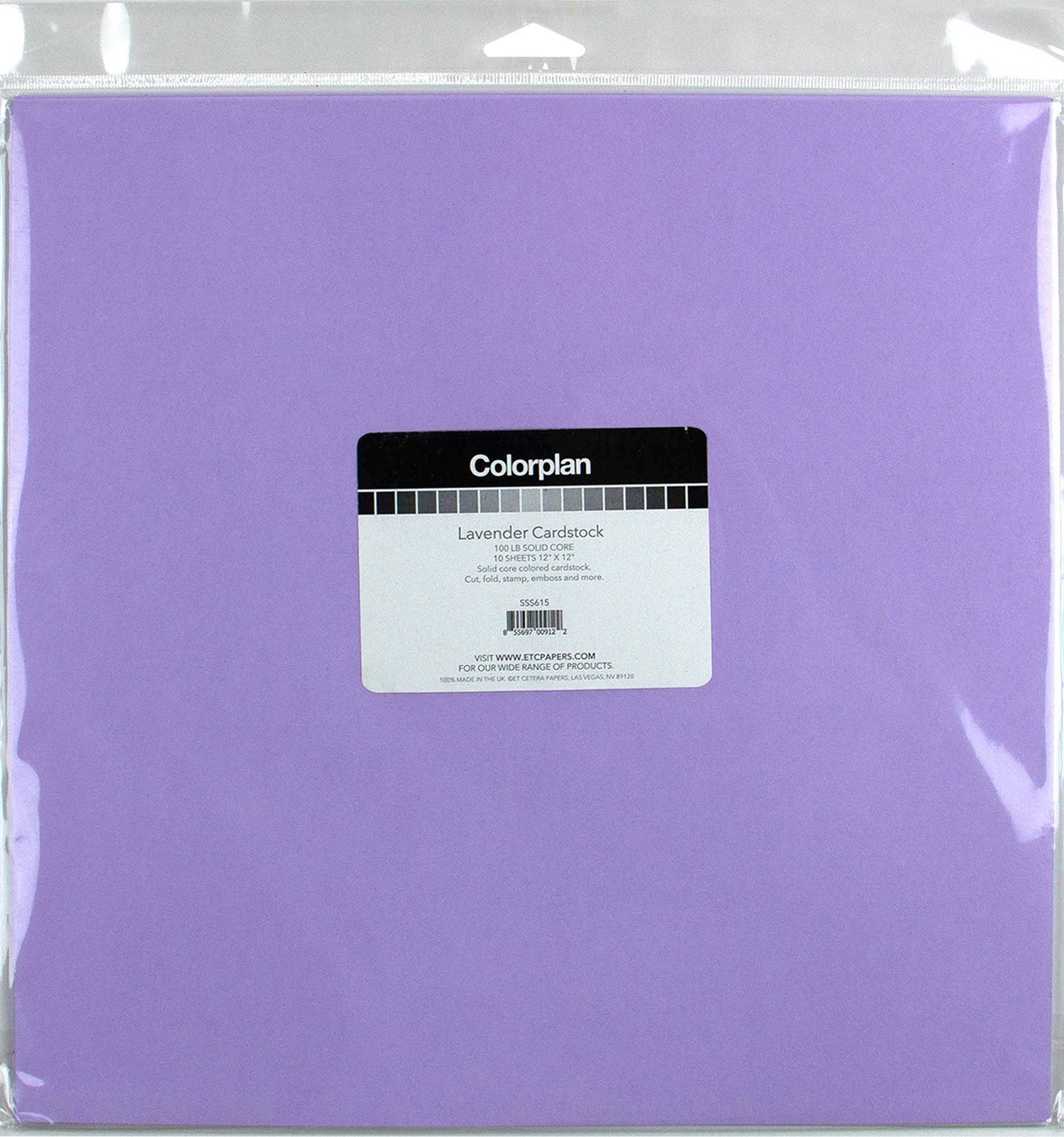 Arc Crafts ColorPlan 100lb Cover Solid Cardstock 12"X12" 10/Pkg - Lavender