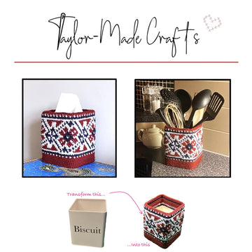 Aztec intarsia crochet container