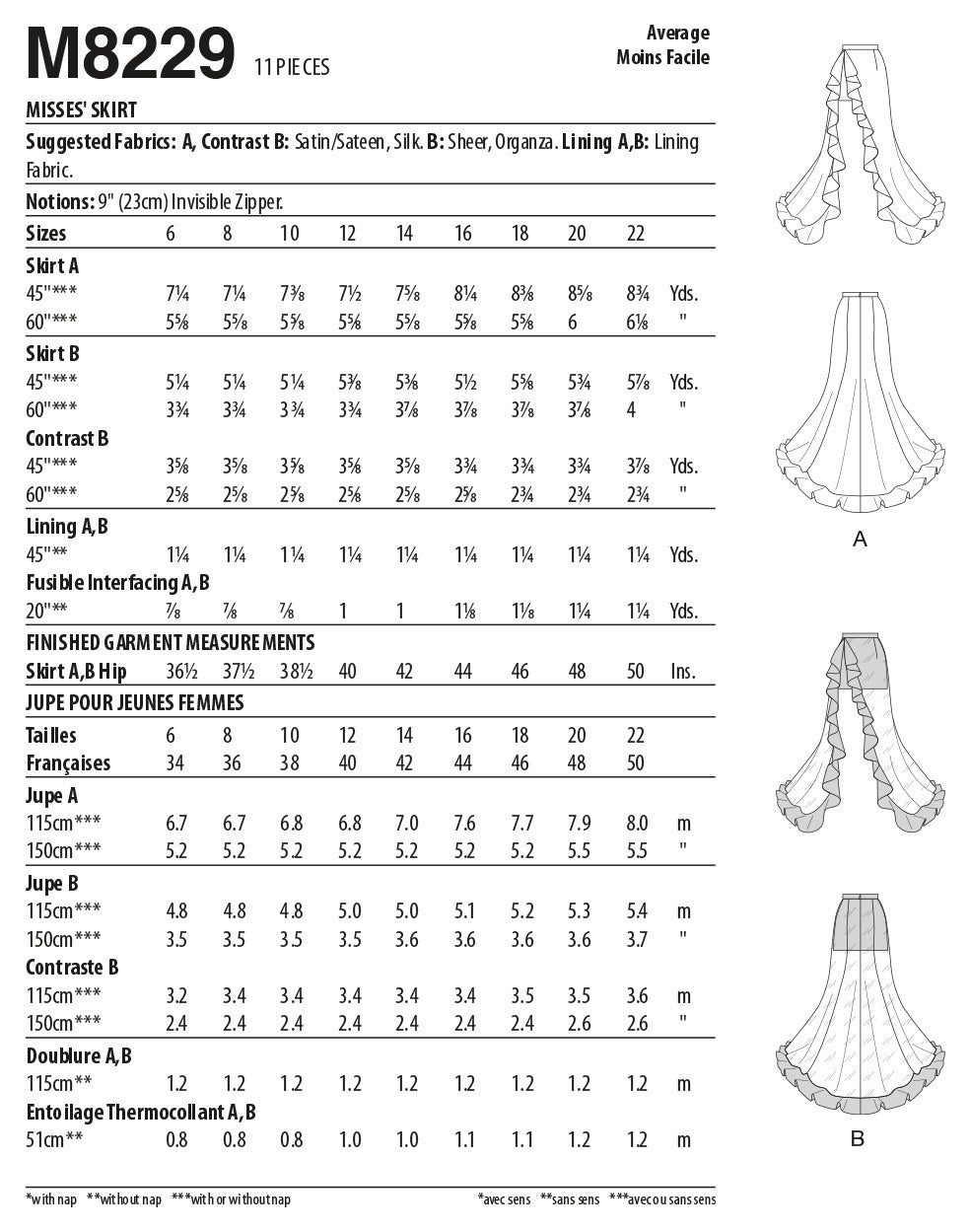 McCall's Misses' Skirt M8229 - Sewing Pattern