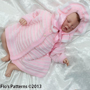 Knitting pattern baby jacket top down & hat UK & USA Terms #112