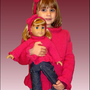 Sweater Knitting Patterns, fit girls 4-10, American Girl and 18 inch dolls. 542