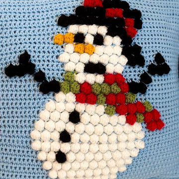 Snowman Bobble Stitch Pillow