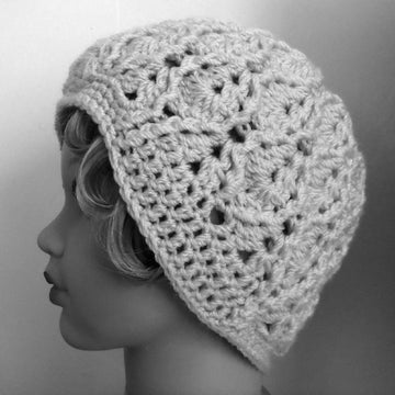 Hat with Cable & Eyelet Design - Slouch or Beanie