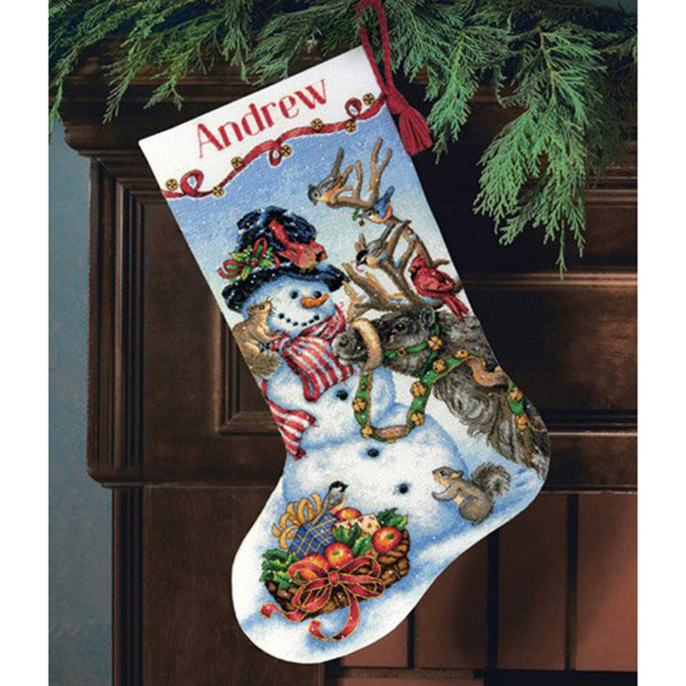 Dimensions Snowmen Gathering Stocking Cross Stitch Kit - 41cm