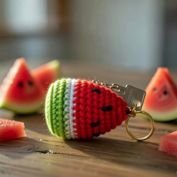 Watermelon Crochet Keychain Pattern PDF + Video Tutorial