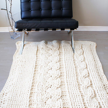 Chunky Double Cable Crochet Blanket / Rug