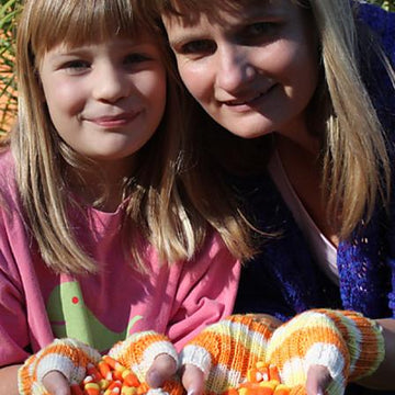 Hand-dyed Candy Corn Fingerless Mitts