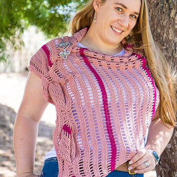 Striped Keyhole Boomerang Shawl