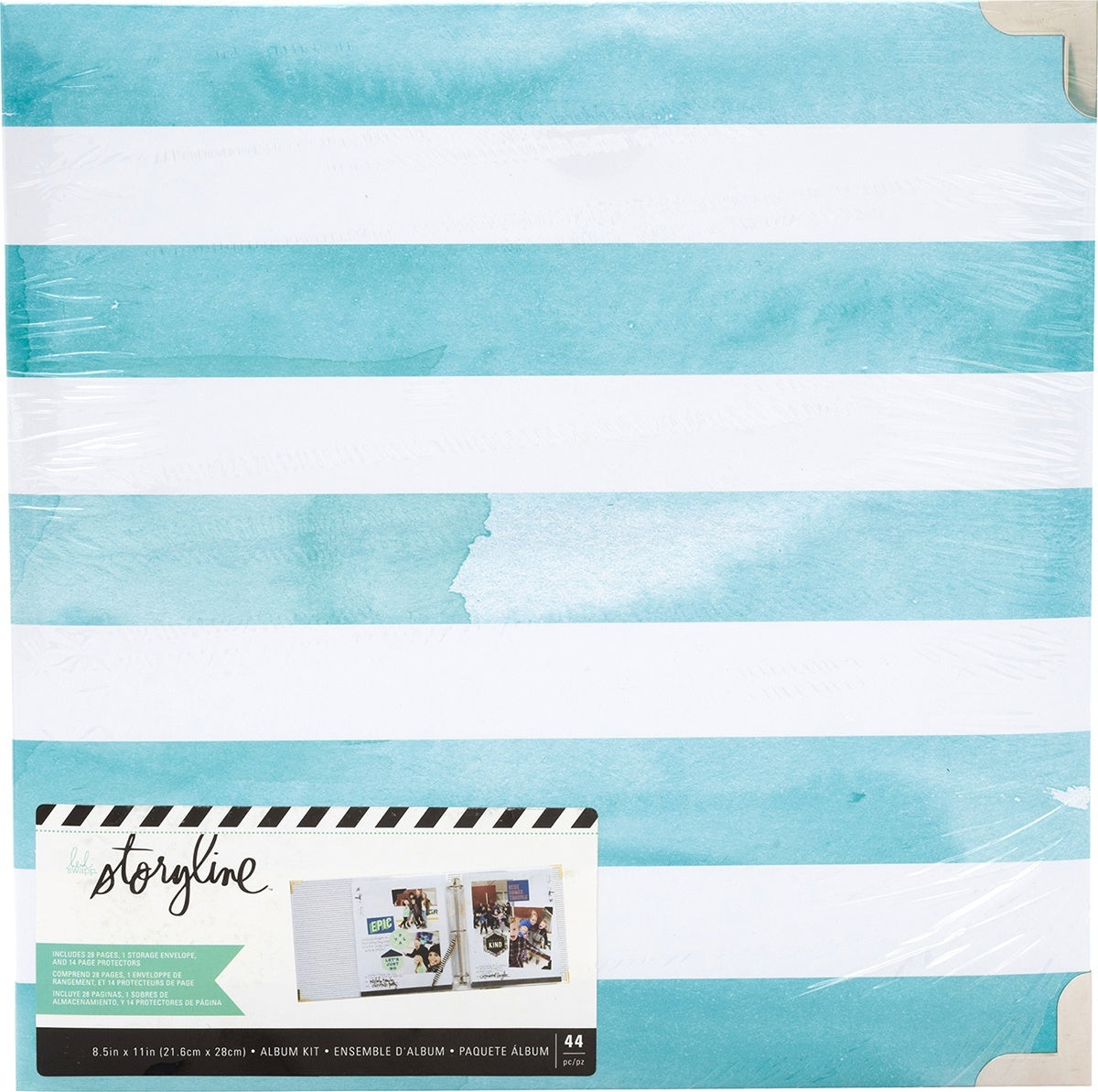 American Crafts Heidi Swapp Storyline2 D-Ring Album 8.5"X11" - Watercolor Stripe