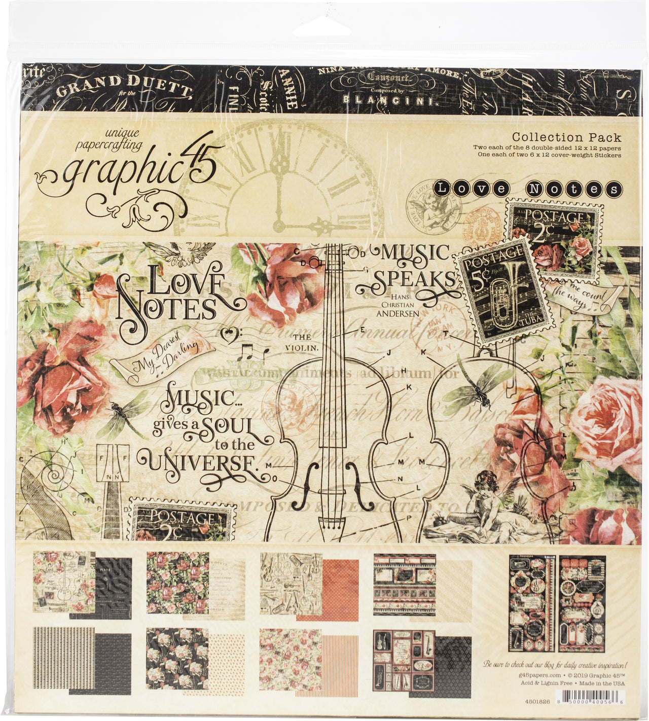 Graphic 45 Collection Pack 12"X12" - Love Notes