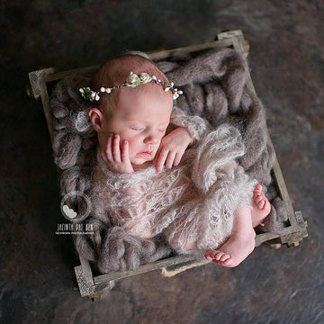 #90 Newborn dainty blossom mohair wrap