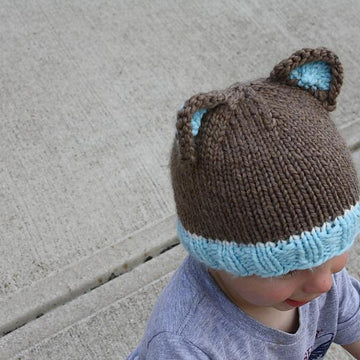 Bulky Weight Knit Bear Beanie